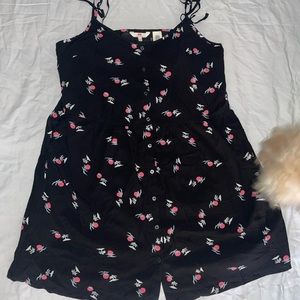 Black mini dress with palm trees and sunset designs